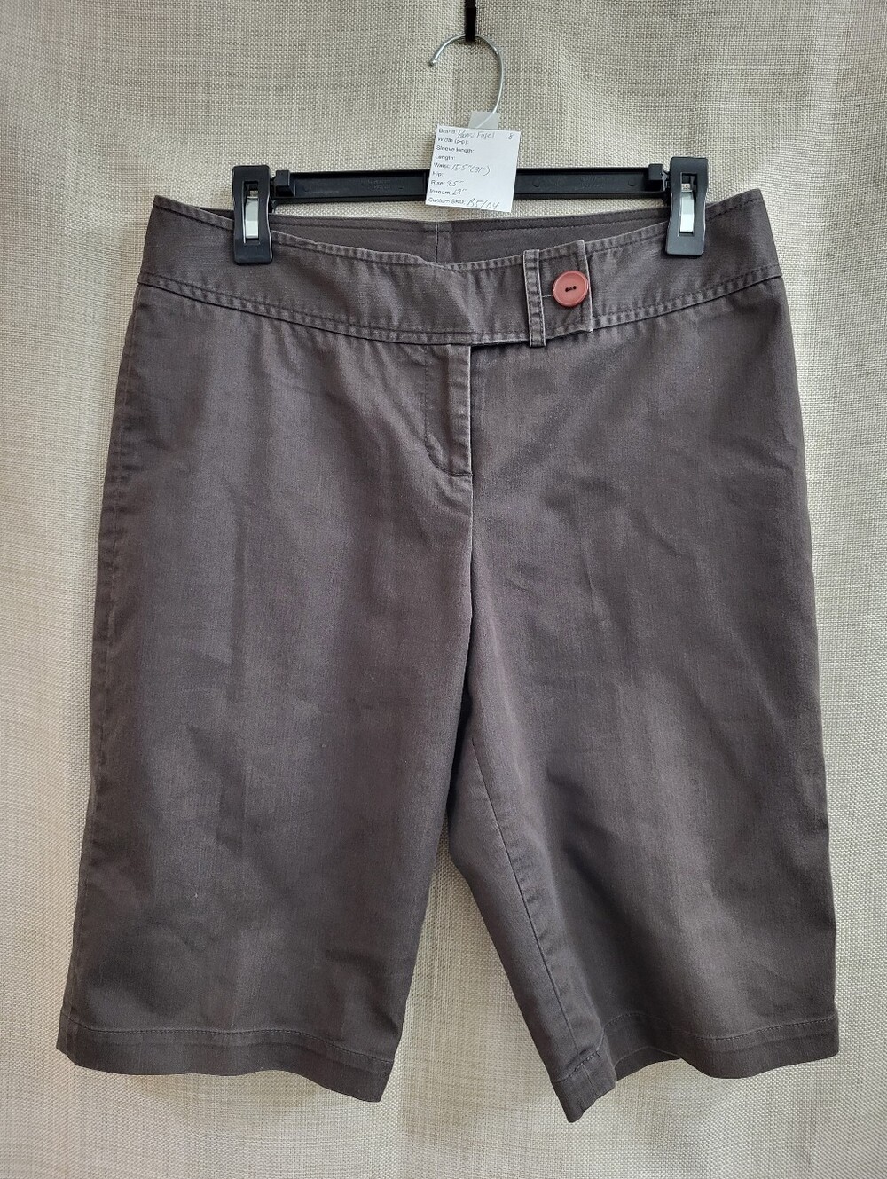 Yansi Fugel Woman's Stretch Bermuda Shorts Gray Cotton Blend Size 8 Casual Work